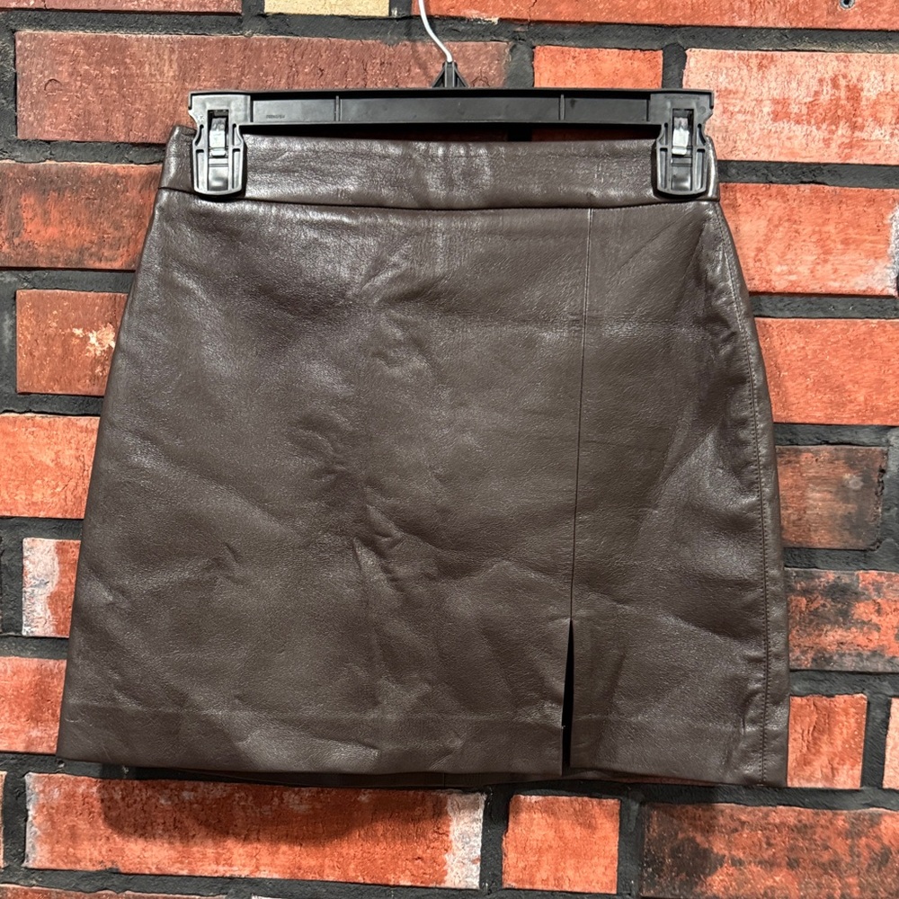 Aritzia Wilfred  Brown Faux Leather Skirt - Picture 2 of 8